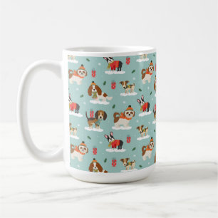Christmas Dogs in Cosy Scarves Pattern Coffee Mug