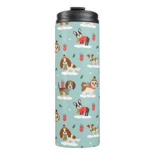 Christmas Dogs in Cosy Scarves Pattern Thermal Tumbler