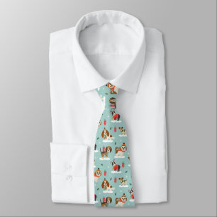 Christmas Dogs in Cosy Scarves Pattern Tie