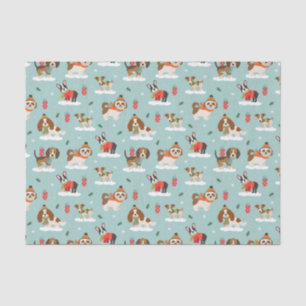 Christmas Dogs in Cosy Scarves Pattern Tissue Paper