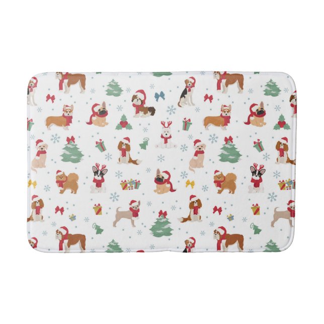 Christmas Dogs in Holiday Accessories Bath Mat (Front)