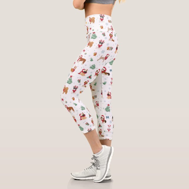 Christmas Dogs in Holiday Accessories Capri Leggings (Left)