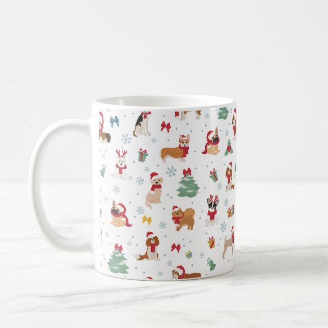 Christmas Dogs in Holiday Accessories Coffee Mug (Left)
