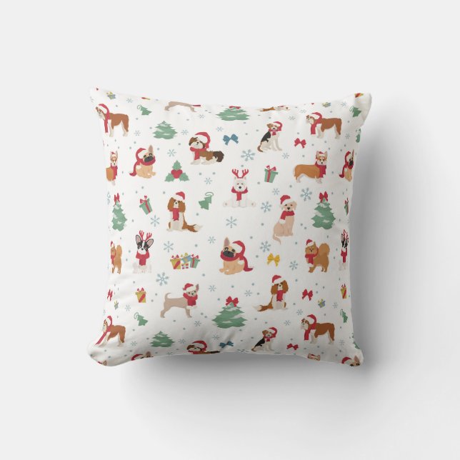 Christmas Dogs in Holiday Accessories Cushion (Front)