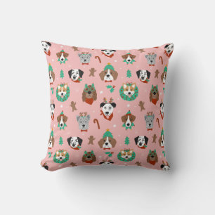 Christmas Dogs in Holiday Accessories Pattern Cushion