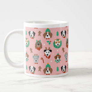 Christmas Dogs in Holiday Accessories Pattern Large Coffee Mug