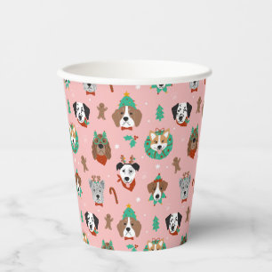 Christmas Dogs in Holiday Accessories Pattern Paper Cups