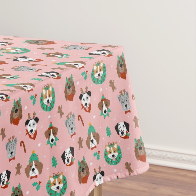 Christmas Dogs in Holiday Accessories Pattern Tablecloth (In Situ)