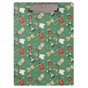 Christmas Dogs Pattern Red Green Clipboard