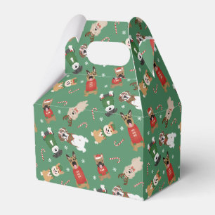 Christmas Dogs Pattern Red Green Favour Box