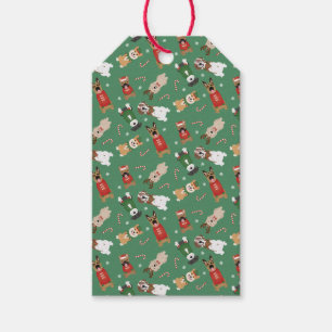 Christmas Dogs Pattern Red Green Gift Tags
