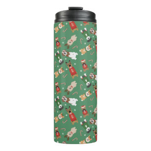 Christmas Dogs Pattern Red Green Thermal Tumbler