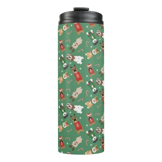Christmas Dogs Pattern Red Green Thermal Tumbler (Front)