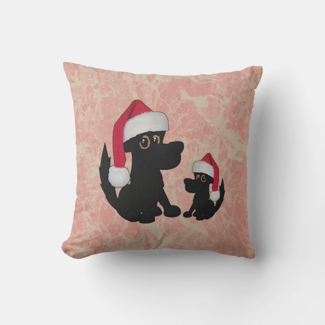 Christmas Dogs Red Santa Mojo Pillow (Front)