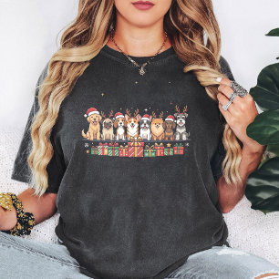 Christmas Dogs With Santa Hats And Gifts T-Shirt