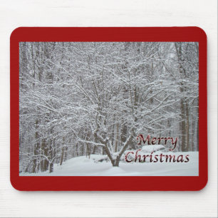 Christmas Dogwood Tree in Snow Mouse Mat