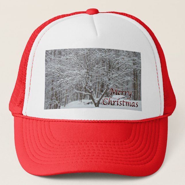 Christmas Dogwood Tree in Snow Trucker Hat (Front)