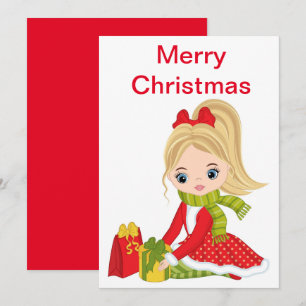 Christmas Doll with Gifts Holiday Card