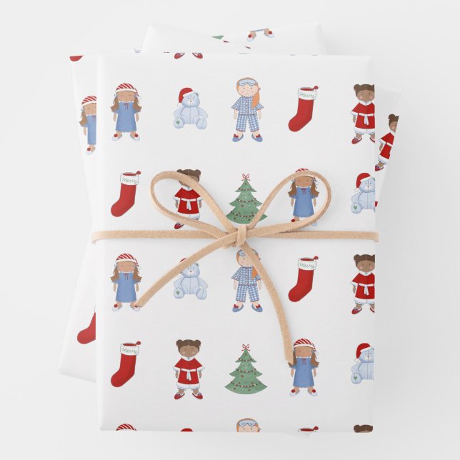 Christmas Dolls Toddler Dream Toys Wrapping Paper Sheet (In situ)