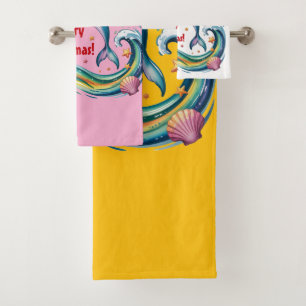 Christmas Dolphin in Tropical Paradise Bath Towel Set