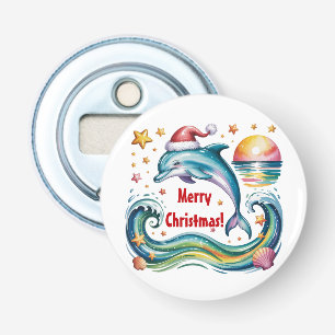 Christmas Dolphin in Tropical Paradise Bottle Opener