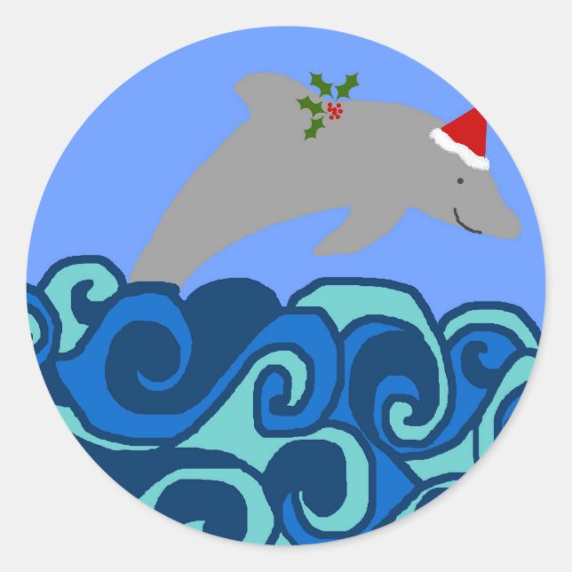 Christmas dolphin stickers (Front)