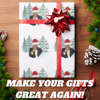Christmas Donald Trump Festive Patriotic Wrapping Paper