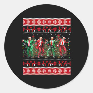 Christmas Donald Trump President 2024 Dancing Funn Classic Round Sticker