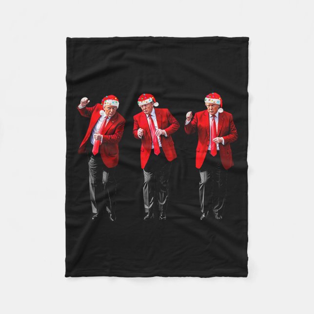Christmas Donald Trump President 2024 Dancing Funn Fleece Blanket (Front)