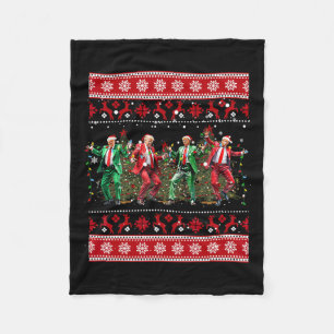 Christmas Donald Trump President 2024 Dancing Funn Fleece Blanket