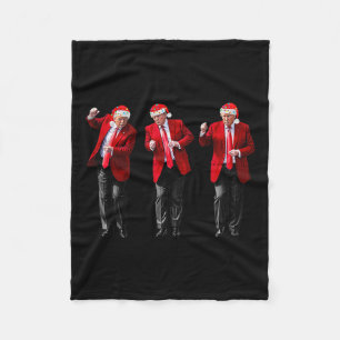 Christmas Donald Trump President 2024 Dancing Funn Fleece Blanket
