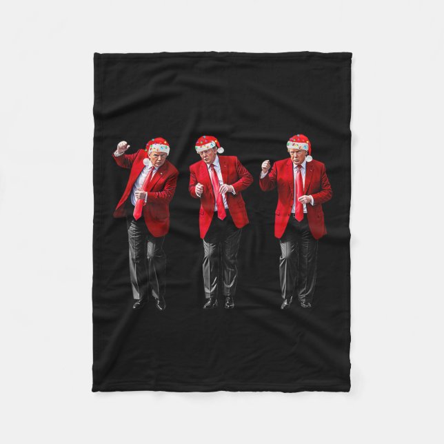 Christmas Donald Trump President 2024 Dancing Funn Fleece Blanket (Front)