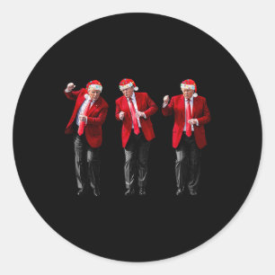 Christmas Donald Trump President Dancing Funny San Classic Round Sticker