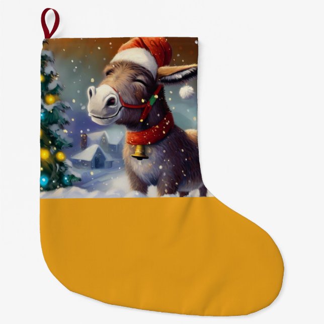 Christmas Donkey 1 Large Christmas Stocking (Front)