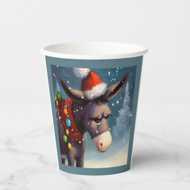 Christmas Donkey 2 Paper Cups (Front)