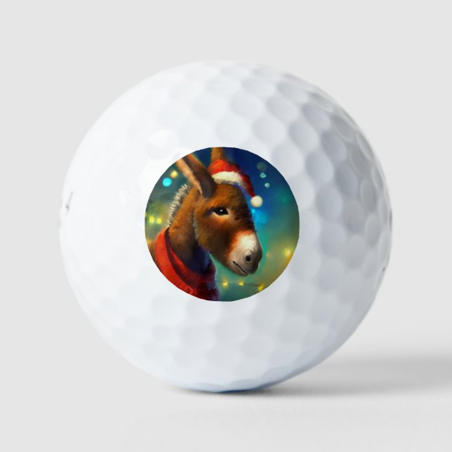 Christmas Donkey (3) Golf Balls (Front)