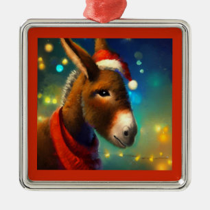 Christmas Donkey 3 Metal Tree Decoration