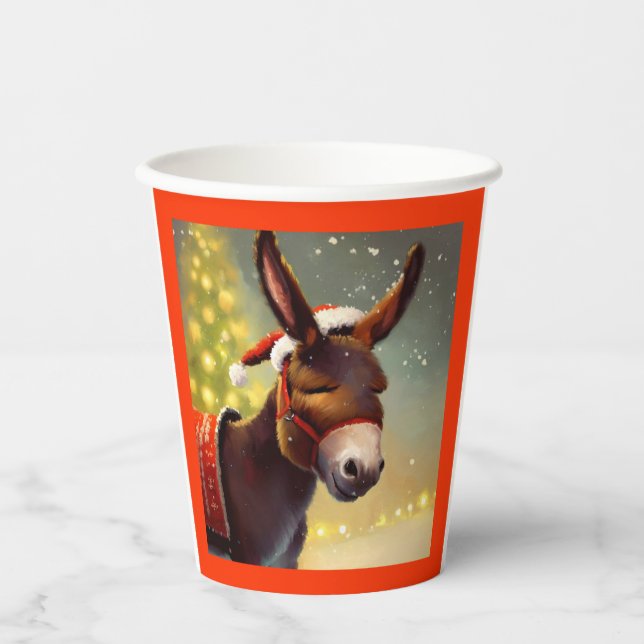 Christmas Donkey 4 Paper Cups (Front)