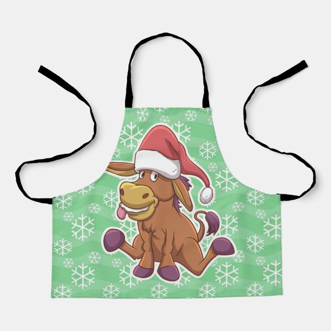 Christmas Donkey Cartoon Apron (Front)