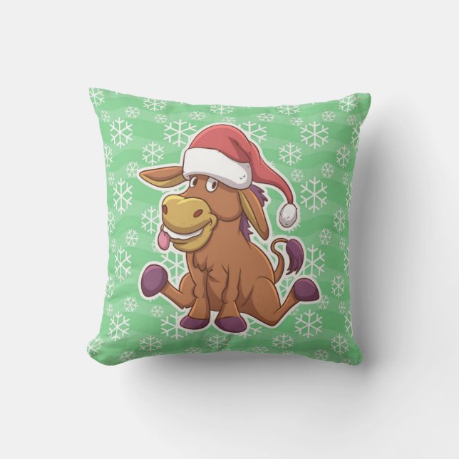 Christmas Donkey Cartoon Cushion (Front)