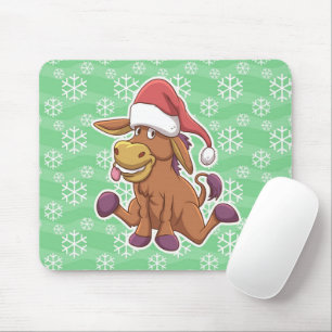 Christmas Donkey Cartoon Mouse Mat