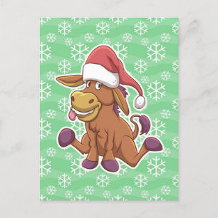 Christmas Donkey Cartoon Postcard