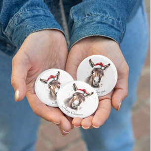 Christmas Donkey, customisable  3 Cm Round Badge