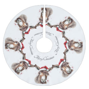 Christmas Donkey, customisable  Brushed Polyester Tree Skirt