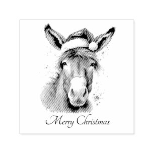 Christmas Donkey Label, customisable Self-inking Stamp