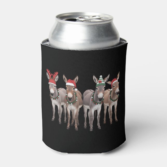 Christmas Donkey Lover Gift Farm Xmas  Can Cooler (Can Front)