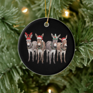 Christmas Donkey Lover Gift Farm Xmas Ceramic Tree Decoration