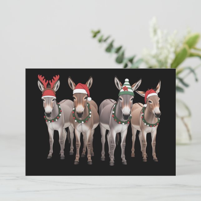 Christmas Donkey Lover Gift Farm Xmas  Holiday Card (Standing Front)