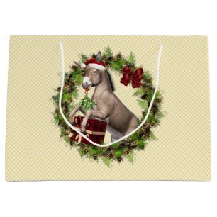 Christmas Donkey Santa Holiday Gift Bag
