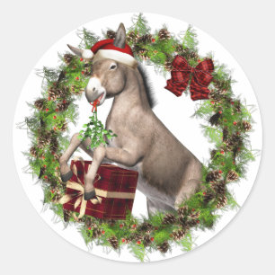 Christmas Donkey Santa Holiday Stickers